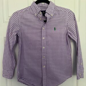 Purple Checkered Button-Down Shirt
